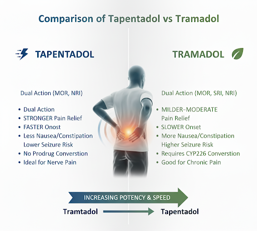 Comparison of Tapentadol vs Tramadol