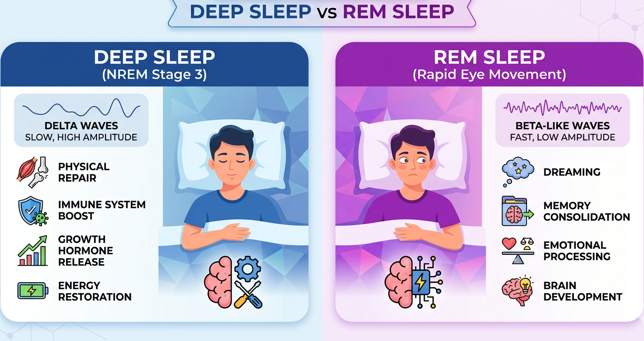 Science of Sleep Cycles - Deep sleep vs REM Sleep